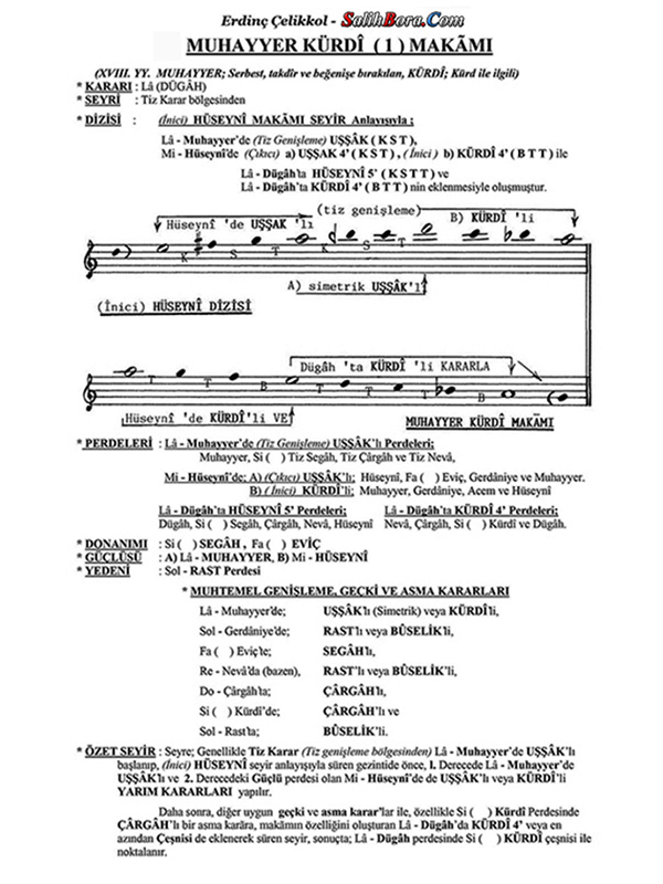 Bu sayfada, daha fazlasını okuyun Muhayyer Kürdî Makâmı Özellikleri Seyri Eserleri Ve Notaları