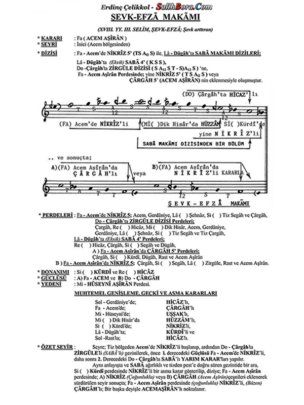 Bu sayfada, daha fazlasını okuyun Şevk-efzâ Makâmı Özellikleri Seyri Eserleri Ve Notaları