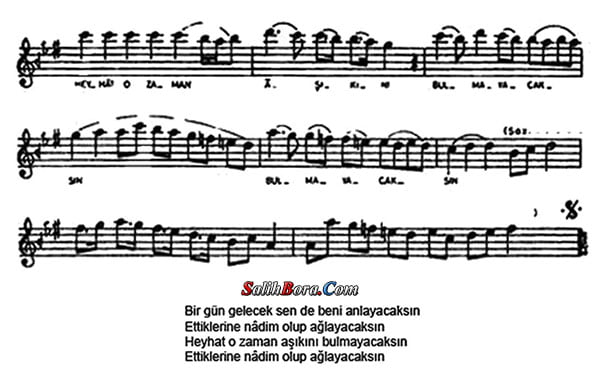 Bir gün gelecek sen de beni anlayacaksın notası - 3